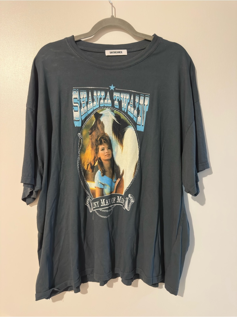 Free People Daydreamer Shania Twain Graphic Tee - Slate Blue & Light Blue